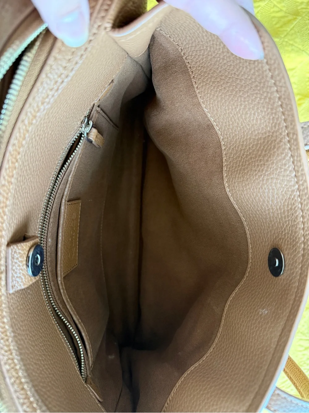 Quince Italian Leather Triple Compartment Work Tote — Tan - Picture 5 of 11